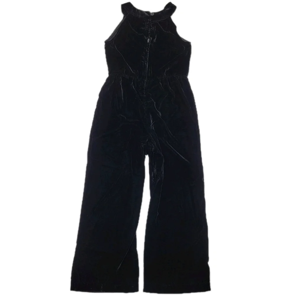 Gymboree Jumpsuit Elegant Black Velvet Velour Holiday Classic Size 7 NEW